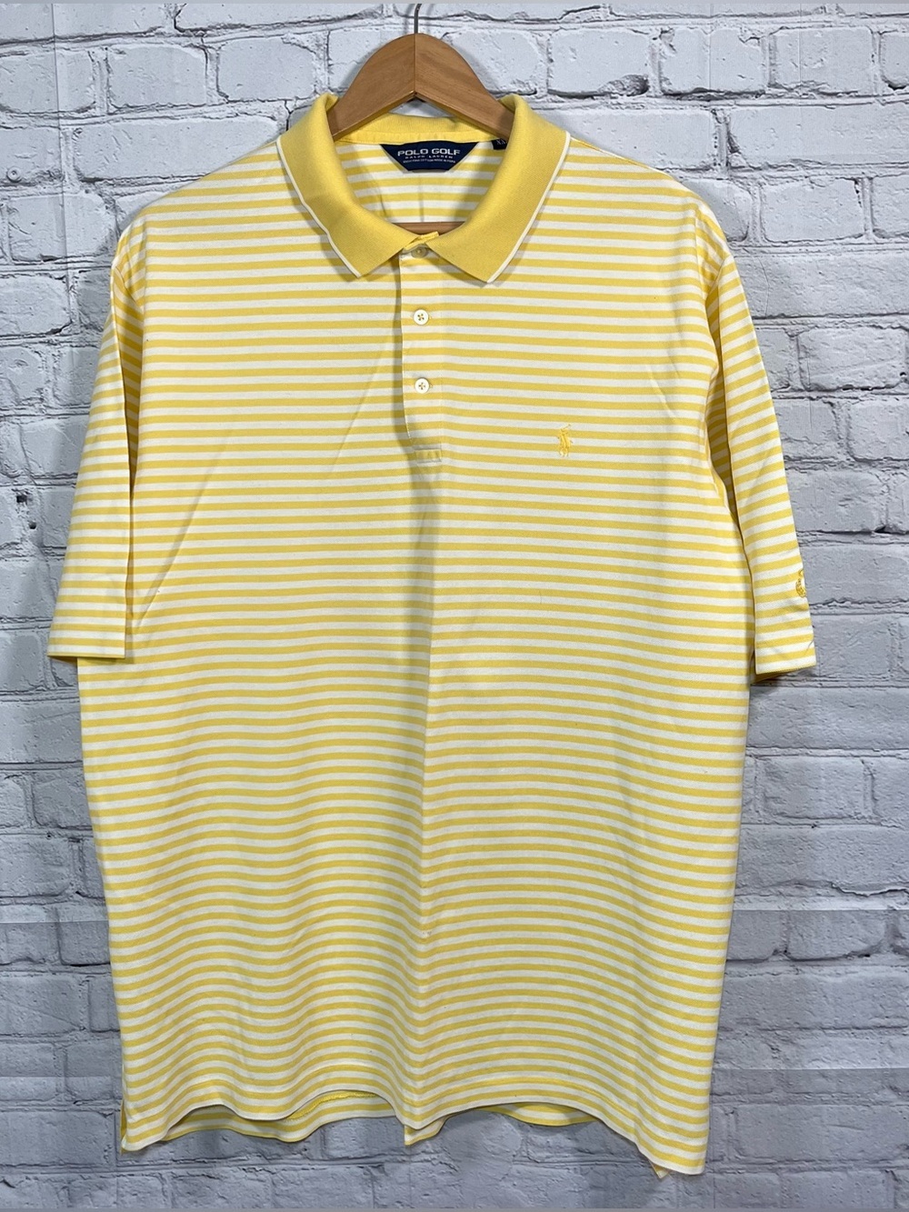 Polo Golf Ralph Lauren Striped Polo Shirt Mens Size XXL Yellow Short Sleeve